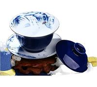 Chinese Tea Set, Kung Fu Tea Set Covered Bowl Cup Chinese Ceramics Cover Cups Traditional Celadon Saucer Ceremony Teaware Accessories Single(V 10.2x9.2cm 185ml)