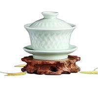 Chinese Tea Set, Kung Fu Tea Set Covered Bowl Cup Chinese Ceramics Cover Cups Traditional Celadon Saucer Ceremony Teaware Accessories Single(C 9.4x7.8cm 145ml)