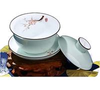 Chinese Tea Set, Kung Fu Tea Set Covered Bowl Cup Chinese Ceramics Cover Cups Traditional Celadon Saucer Ceremony Teaware Accessories Single(N 9.8x8.4cm 170ml)