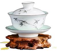 Chinese Tea Set, Kung Fu Tea Set Covered Bowl Cup Chinese Ceramics Cover Cups Traditional Celadon Saucer Ceremony Teaware Accessories Single(P 9.4x7.8cm 140ml)