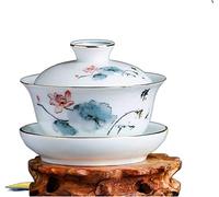 Chinese Tea Set, Kung Fu Tea Set Covered Bowl Cup Chinese Ceramics Cover Cups Traditional Celadon Saucer Ceremony Teaware Accessories Single(F 10x8cm 160ml)