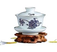 Chinese Tea Set, Kung Fu Tea Set Covered Bowl Cup Chinese Ceramics Cover Cups Traditional Celadon Saucer Ceremony Teaware Accessories Single(R 8.7x7.8cm 125ml)