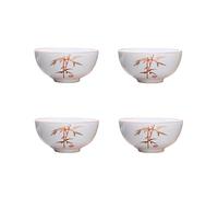 Chinese Tea Tasting Cup Set of 4, 2oz White Porcelain Mini Cups for Gongfu Tea Ceremony (bamboo)