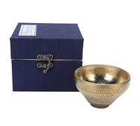 Chinese Teacup, Handmade Archaic Ceramic Tenmoku Teacup with Unique Granular Texture, 130ml Capacity, 8.3cm Diameter Ceramic Cup for Kungfu Tea and Home Decoration