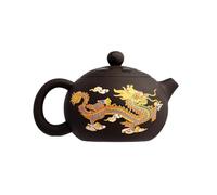 Chinese Teapot Set Gift Box, Chinese Dragon Shape, Dragon and Phoenix Color-changing Purple Clay Teapot Zisha Tea Set Kettle Kung Fu Tea Pot, Dragon and Phoenix Purple Sand Pot Tea Lover’s Gift(black)