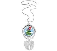 Chinese The Great Wall Art Pendant Angel Wings Rotating Necklace Jewelry