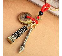 Chinese Tornary, Chinese Keychain, Copper Key Chain with Five Emperors Coins, Hangble Chinese Style Pendant, Good Success Charm