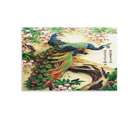 Chinese Traditional Bird Colored Peacock Flower Branch Oriental Ancient Asian Watercolor Poster (2) Room Aesthetic Print Art Wall Painting Canvas Modern Bedroom Decor 08x12inch(20x30cm)