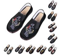 Chinese Traditional Canvas Espadrilles for Men Size 6.5 Embroidered Tai Chi Kung Fu Shoes Martial Arts Flats Slip-On Sneakers Loafers with Non-Slip Sole Chinese Style Slippers Moccasins J
