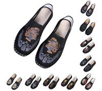 Chinese Traditional Canvas Espadrilles for Men Size 8.5 Embroidered Tai Chi Kung Fu Shoes Martial Arts Flats Slip-On Sneakers Loafers with Non-Slip Sole Chinese Style Slippers Moccasins K