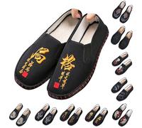 Chinese Traditional Canvas Espadrilles for Men Size 8.5 Embroidered Tai Chi Kung Fu Shoes Martial Arts Flats Slip-On Sneakers Loafers with Non-Slip Sole Chinese Style Slippers Moccasins H