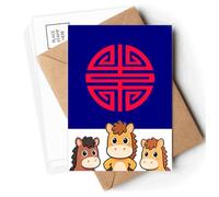 Chinese Traditional Double Happiness Postcards Envelopes Cards Mailing Year Horse