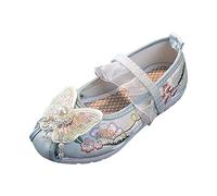 Chinese Traditional Embroidery Flat Shoes Toddler Girl ary Jane Ballet Yoga Shoes Rubber Sole Kids Girls Classic Retro Princess Dress Shoe (Green, 8 Toddler)