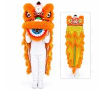 Chinese Traditional Lion Dance Costume for Festivall Party Performance | Chinese Dragon Costume Traditional Mascot Costume for Performance(Orange)