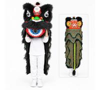 Chinese Traditional Lion Dance Costume for Festivall Party Performance | Chinese Dragon Costume Traditional Mascot Costume for Performance(Black)
