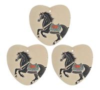Chinese Traditional Painting Horse Car Air Freshener, 3 Pcs Love form Hanging Air Freshener Cards, Long Lasting Fragrance Scented Cards for Car, Home, Office Gray-style