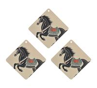 Chinese Traditional Painting Horse Car Air Freshener, 3 Pcs Rhombus Hanging Air Freshener Cards, Long Lasting Fragrance Scented Cards for Car, Home, Office Gray-style