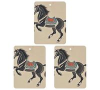 Chinese Traditional Painting Horse Car Air Freshener, 3 Pcs Square Hanging Air Freshener Cards, Long Lasting Fragrance Scented Cards for Car, Home, Office Black-style