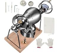 Chinese Traditional Popcorn Cannon Machine, Stainless Steel Manual Popper with Wooden Base, High Pressure Maker for Social Events(260ml)