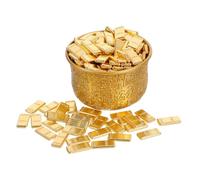 Chinese Treasure Bowl Metal Craft 4.8x3.2x3.2cm Golden Feng Shui Decor | Traditional Chinese Style, Polished Finish, Detailed Engravings, Gift-Ready Ornament for Entryways, Desks or Meditation