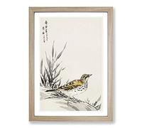 Chinese Tree-Pipit by Numata Kashu Framed Print | A2 Oak Framed Wall Art | Ready to Hang | Modern Floral Picture | Living Room Bedroom Lounge Office