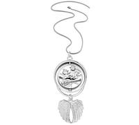 Chinese Umbrella Dragon Drawing Pendant Angel Wings Rotating Necklace Jewelry