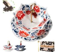 Chinese Umbrella Tea Infuser, Chinese Tea Infuser Set, Umbrella Tea Strainer, Shape Ceramic Strainer with Rotating Design, for Kung Fu/Coffee/Brewing (Red)