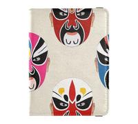 Chinese Unique Peking Opera Facial Makeup Leather waterproof passport holder for travel for travel Vaccine Case Protector Cover Passport Case Travel Documents Wallet for women Lightweight, Chinese