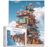 Chinese Village 1000 Piece Jigsaw Puzzles for Adults Fantasy Realistic Art Jigsaw Puzzle Colorful DIY Puzzles for Home Decoration Gifts Family Puzzle Perfect for Game Nights 50×70cm