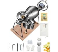 Chinese Vintage Popcorn Maker, Chinese Retro Hand-Cranked Popcorn Cannon with Double Safety Valve, Stainless Steel Pressure Popcorn Popper for Home Camping Party(260 ml)