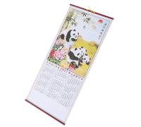 Chinese Wall Calendar, Goat Year Cartoon Hanging Scroll Paper Planner | Imitation Rattan Appearance, 24 Solar Terms, Farmhouse Artwork, Festive Motifs, Lunar New Year Decor for Asian Culture