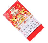 Chinese Wall Calendar with Red Paper Festive Planning Space | Lunar New Year Goat Theme, Fine String for Easy Hanging, Decorative Red and Gold Style for Family Use
