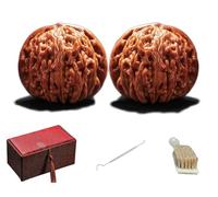 Chinese Walnuts Fidget,2Pcs Chinese Exercise Walnuts for Hand Training Massage Ball,Stress Relief Health Care Ball Toy with Gift Box & Brush (B-2)