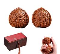 Chinese Walnuts Fidget - 2Pcs Exercise with Gift Box & Brush, Traditional Stress Relief Hand for Relaxation & Focus,Valentine's Day Gifts(Pointed Hat B,41-42mm)