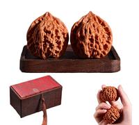Chinese Walnuts Fidget - 2Pcs Exercise with Gift Box & Brush, Traditional Stress Relief Hand for Relaxation & Focus,Valentine's Day Gifts(Pointed Hat a,41-42mm)