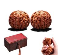 Chinese Walnuts Fidget - 2Pcs Exercise with Gift Box & Brush, Traditional Stress Relief Hand for Relaxation & Focus,Valentine's Day Gifts(Lion Head B,41-42mm)