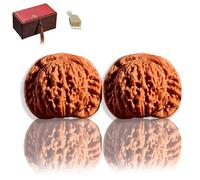 Chinese Walnuts Fidget with Gift Box and Brush, Hand Exercise Balls for Stress Relief, Finger Movement and Focus, Palm Massage Tool for Adult Relaxation at Office or Home (UNPOLISHED,1.65in)