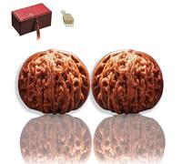 Chinese Walnuts Fidget with Gift Box and Brush, Hand Exercise Balls for Stress Relief, Finger Movement and Focus, Palm Massage Tool for Adult Relaxation at Office or Home (Polished,1.61in)