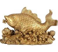 Chinese Wealth Symbol Statue Fish Statue Opening Carp Lucky Koi Fish Gift Ornaments Made Fortune Collectible Figurine Lucky Fish Crafts Ornaments Figurine 1126