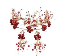 Chinese Wedding Bride Hair Accessory,Bridal Headdress Chinese Style Super Fairy Red Pearl Drop Headpiece Wedding Hair Accessory Chinese Headwear