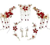 Chinese Wedding Bride Hair Accessory,Bridal Wedding Tiara retro jewelry Chinese Wedding Bride Costume Fringed Phoenix Crown Headdress Show Wo Clothing