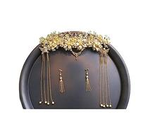Chinese Wedding Bride Hair Accessory,Bridal Wedding Tiara retro jewelry Xiuhe Clothing Headdress Female Suitable for Round Face Chinese Phoenix Crown Simple