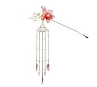 Chinese Wedding Bride Hair Accessory,Chinese Hanfu Dress Flower Pearls Long Tassels Hair Sticks Hairpins Headpieces Hair Jewelry As show Chinese Headwear