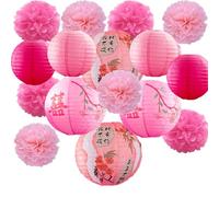Chinese Wedding Decorations 16 Pcs 12 Inches Chinese Paper Lanterns Joyful Paper Lantern Decorative Hanging Lanterns for Chinese Valentine's Day Qixi Festival Party Decor