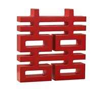 Chinese Wedding Double Happiness Crafts Wall Table Wooden Ornaments Square, Red