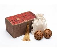Chinese Wenwan Walnuts，Naturally Matched Pair-Presented in an Elegant Fabric Gift Box with Tassels. Ideal Traditional Chinese Hand Massage Stress Relief (43-44mm)