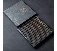 Chinese Wood Luxury Chopsticks Gift Set, Dishwasher Safe Chopsticks Reusable,Japanese Korean Chopsticks Set 10 Pairs,Round Wooden Chopsticks with Case A