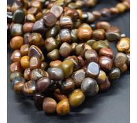 Chinese Writing Stone Gemstone Pebble Tumbledstone Nugget Beads - 7mm - 10mm - 15" Strand