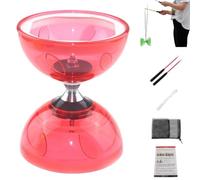 Chinese Yoyo Set, Portable Blue Large Triple Bearing Practice Toy with Play Stick, Soft Rubber for Skill Development & Family Fun (Large no luminous,Red)