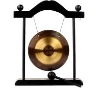 Chinese Zen Table Gong - Vintage Feng Shui Desktop Gong with Wooden Drumstick for Home Decorations